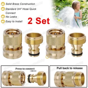 4 Stück Gartenschlauch Schnellverbinder massiv Messing 3/4" Verschraubung Stecker Buchse - Bild 1 von 10