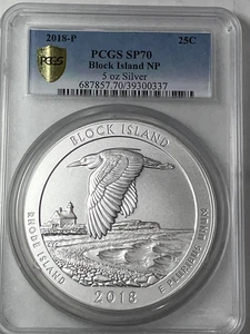 2018-P Block Island National Park  ATB 5 oz Silver  :  PCGS SP70 - Picture 1 of 2