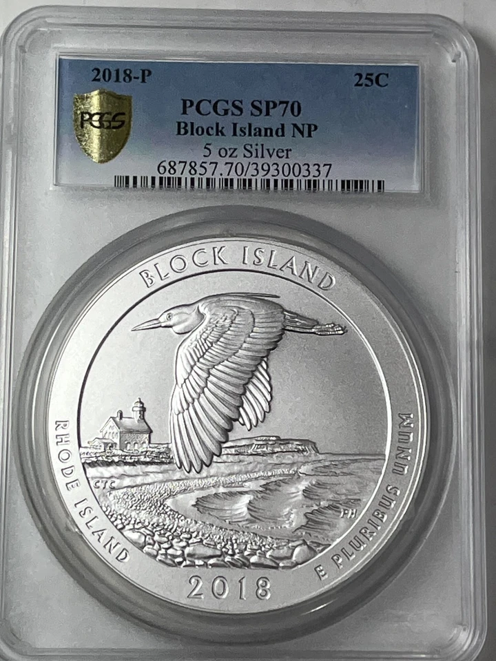 2018-P Block Island National Park  ATB 5 oz Silver  :  PCGS SP70 - Image 1 of 2