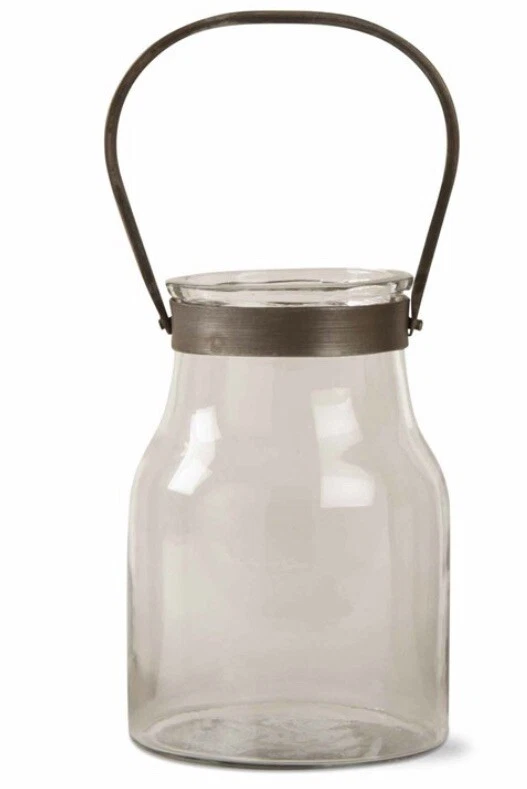 Jarra de granja linterna de vela - jarra de vidrio con mango de metal Foto 1 de 1