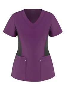 Womens Stretch Panel Scrub Top 14 Colors - Picture 1 of 40