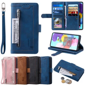 For Samsung A13/A23/A33/A53/A73 Zip Leather Wallet Case Multi Card Flip Cover - Picture 1 of 28