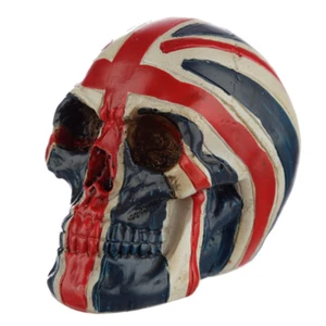 Skull Union Jack Flag Head Ornament Statue Halloween Art Decor Small - Picture 1 of 4