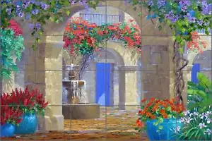Azulejo de cerámica Mural Backsplash Senkarik Floral Courtyard Art MSA128 - Imagen 1 de 5