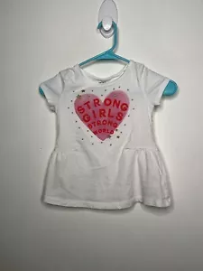 Carters Kid Heart Top Girls Size 6-6X White Short Sleeve Shirt - Picture 1 of 5