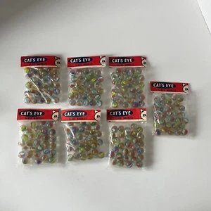Vintage CAT'S EYE Glass Marbles 7x Bags of 30 Japan Original Package NEW - Picture 1 of 4