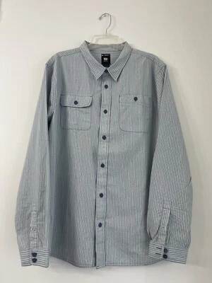 Rusty Mens Long Sleeve Botton Down Size XL Blue with White Stripes - Image 1 of 4