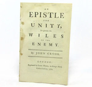 QUAKER An Epistle for Unity to Prevent the Wiles of the Enemy by JOHN CROOK - Picture 1 of 3