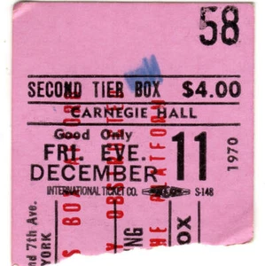 PETE SEEGER Concert Ticket Stub NEW YORK NY 12/11/70 CARNEGIE HALL THE WEAVERS - Picture 1 of 1