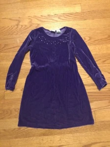 CIRCO Deep Royal Purple Sparkle Rhinestone Faux Velvet Dress Girl Sz XS 4 5👗#c6 - Picture 1 of 5