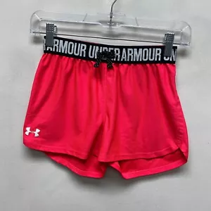 Under Armour Girls Pink Elastic Waist Pull On Heat Gear Loose Athletic Shorts M - Picture 1 of 4