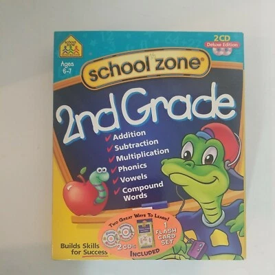 School Zone Second Grade 2 CD Deluxe Edition for PC, Mac Brand New! Sealed! - Image 1 of 4