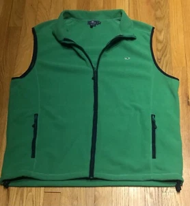 Men’s XXL 2XL Vineyard Vines Fleece Green Whale Logo Vest - Picture 1 of 6