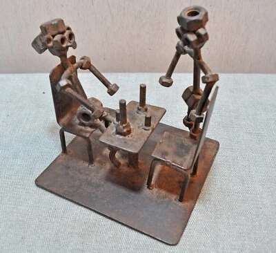 Figura única original vintage hecha a mano pernos de tuerca de hierro fiesta del té Foto 1 de 4