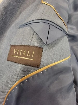 Blazer 40L Vitali Para Hombre Azul Plateado 2 Botones Abrigo Deportivo Mezcla Poliéster Foto 1 de 4