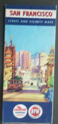 1950 San Francisco California road map Chevron oil gas Cable Car cover - Image 1 of 4