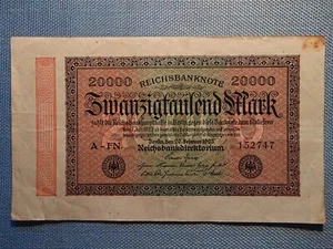 Billete antiguo Reich veinte mil 20000 marcos 20 de febrero de 1923 152747 - Imagen 1 de 2