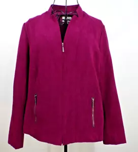 Studio Works Blazer Long Sleeve Maroon Zip Up Suede Sz 12 P Business Casual - Picture 1 of 9