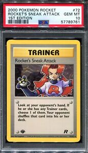 PSA 10 Pokemon 2000 1st Edition Team Rocket Rocket's Sneak Attack #72