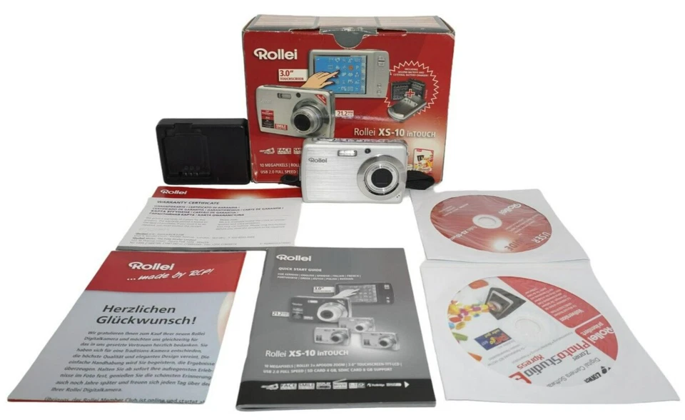 Rollei Digitalkamera Kompaktkamera 10MP Touchscreen Silber 3x Apogon Zoom XS-10 - Bild 1 von 4