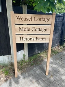 MASSIVE EICHE MEHRLAMELLEN LEITER EINGANG POST ADRESSE HAUSNAME FREISTEHENDES SCHILD - Bild 1 von 2