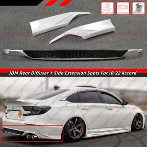 FOR 18-2022 ACCORD PLATINUM WHITE PEARL REAR BUMPER DIFFUSER + CORNER APRON SPAT - Picture 1 of 7