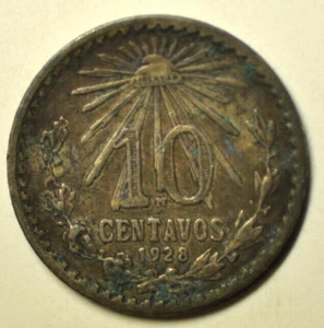 mw22782 Mexico; Silver 10 Centavos 1928 M Mexico City Mint KM#431 - Picture 1 of 2