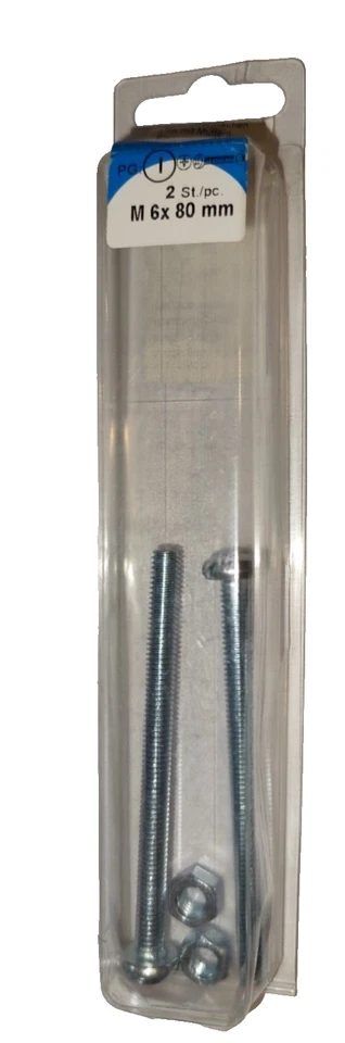 Gewindeschrauben M6x80 mm Stahl verzinkt Liko mit Mutter 2 stück - Bild 1 von 1