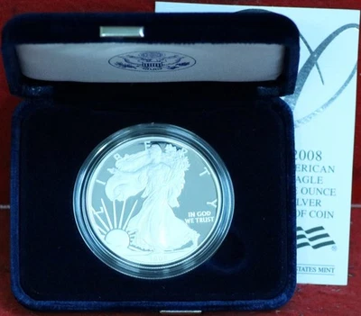 Uncirculated Proof 2008-W American Eagle Silver One Dollar - Image 1 of 2