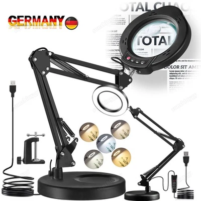 Lupe mit Licht und Ständer 10X/15X stufenlos dimmbare LED-Schreibtischlampe DHL - Bild 1 von 4