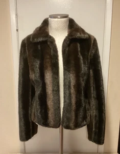 Ann Taylor Loft braun Kunstfell Kurzgröße 10 Jacke - Bild 1 von 4