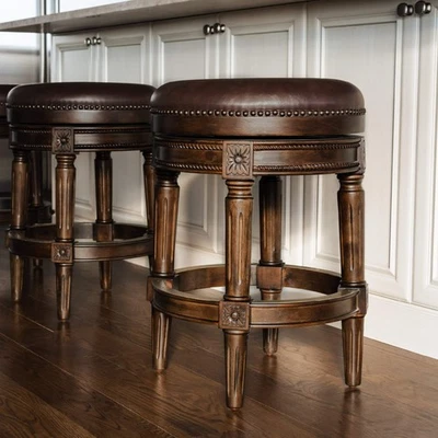 Maven Lane Open Box 26" Pullman Backless Swivel Counter Stool In Dark Walnut Fin - Image 1 of 4