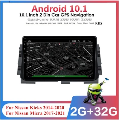 Radio estéreo GPS para automóvil 10,1"" Android 10,1 2 GB 32 GB para Nissan Kicks Micra 2017-21 Foto 1 de 4
