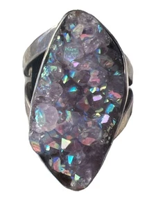 Anillo con racimo de cristal de cuarzo punta natural de plata esterlina 925 Starborn Creations - Imagen 1 de 6