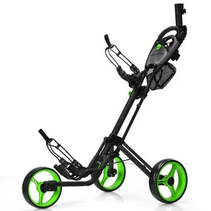 Carro de golf plegable Costway de 3 ruedas con mango ajustable marcador de freno - Imagen 1 de 12