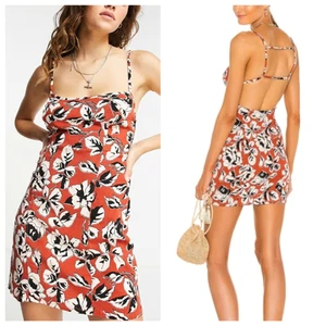 Intimately Free People Bring It Back Printed Mini Dress Size XS Red Floral Boho - Picture 1 of 9
