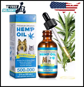Hemp Oil for Dogs Cats Anxiety, Pain,Stress Calming Drops 100% Organic 60ML - Picture 1 of 7