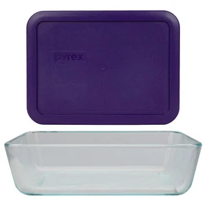 Pyrex (1) 7210 3-cup Glass Dish & (1) 7210-PC Plum Purple Lid - Picture 1 of 6