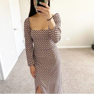 NWT Reformation Hilda Plaza Dress MIDI Square Neck Purple 8 Petite Wrap Slit - Picture 1 of 9