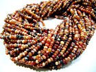 Natural Carnelian Mystic Coated Rondelle Faceted 3-4mm Beads Strand 13inch 