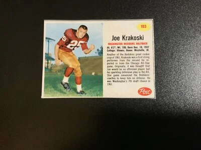 1962 Post - #193 Joe Krakoski (RC) NM - Image 1 of 2