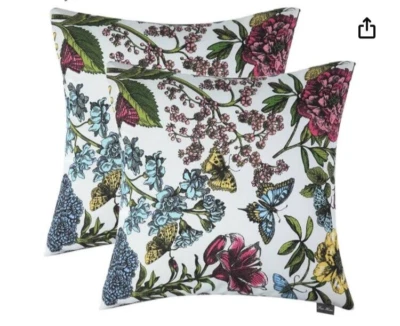 FUNHOME Fundas de Almohada Exterior Pack de 2 Flores Mariposa Blanco 18 x 18 Nuevas Foto 1 de 4