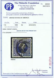 GENUINE SCOTT #115 VF-XF USED 1869 PF CERT TARGET CANCEL CLEAR G-GRILL #17756 - Picture 1 of 3