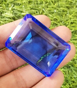 141 Ct Flawless Neon Blue Paraiba Apatite Emerald Cut AAA Quality Loose Gemstone - Picture 1 of 8