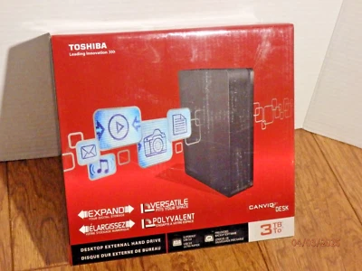 Toshiba 3TB Canvio Desktop External Hard Drive Factory Seal HDWC130MK3J1/USB 3.0 - Image 1 of 4