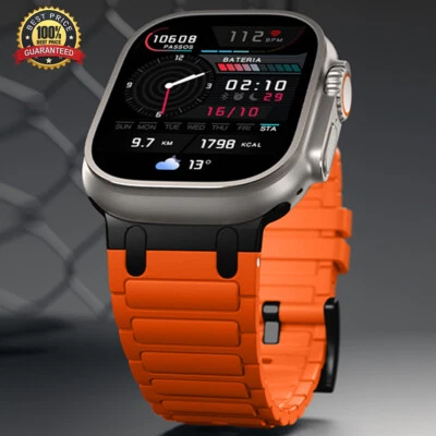 Silicone Strap For Apple Watch Ultra3 2 49mm SE 11-1 45/46mm Modified Metal Band - Image 1 of 4