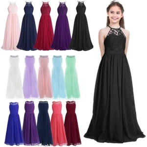 Flower Girls Wedding Bridesmaid Dress Princess Sequins Pleated Chiffon Dresses - Picture 1 of 77