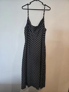 Piper Plus Size Black And White Polkadot Cowl Neck Slip Dress - Picture 1 of 3