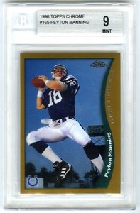 PEYTON MANNING~1998 TOPPS CHROME BGS-9 MINT w/9.5 SUB NFL ROOKIE RC CARD #165