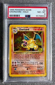 1999 Pokemon Game Base Set Unlimited Charizard HOLO RARE 4/102 - PSA 8